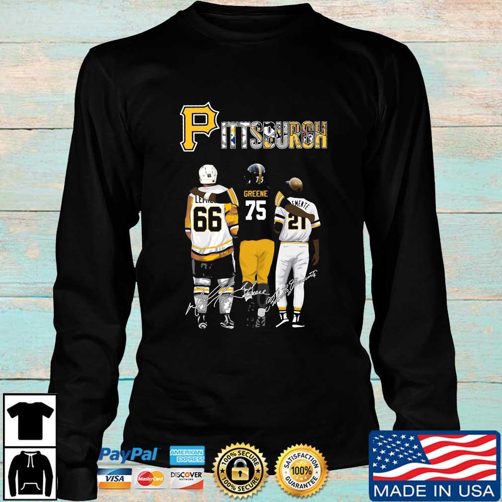 Pittsburgh Sports Teams Mario Lemieux Joe Greene And Roberto Clemente  Signatures Shirt, hoodie, sweater, long sleeve and tank top
