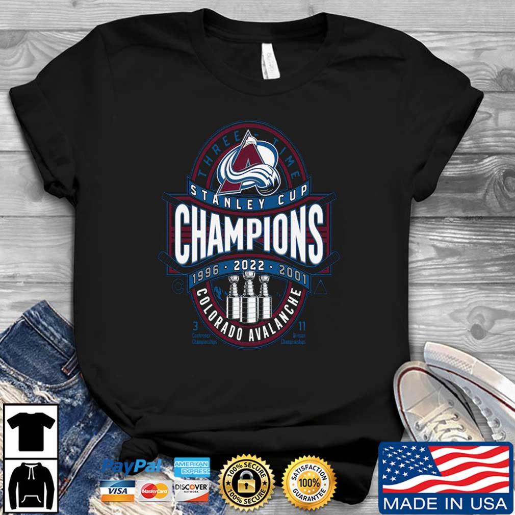Colorado Avalanche 3-Time Stanley Cup Champions Long Sleeve T