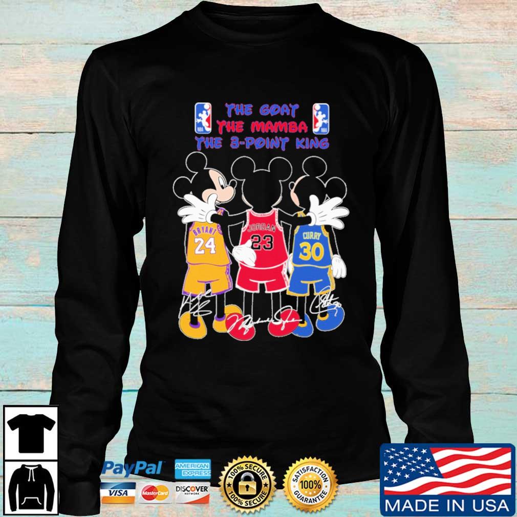 Stephen Curry Michael Jordan Kobe Bryant the Goat the Mamba the 3 Point  king basketball legends signatures poster sport shirt, hoodie, sweater,  long sleeve and tank top
