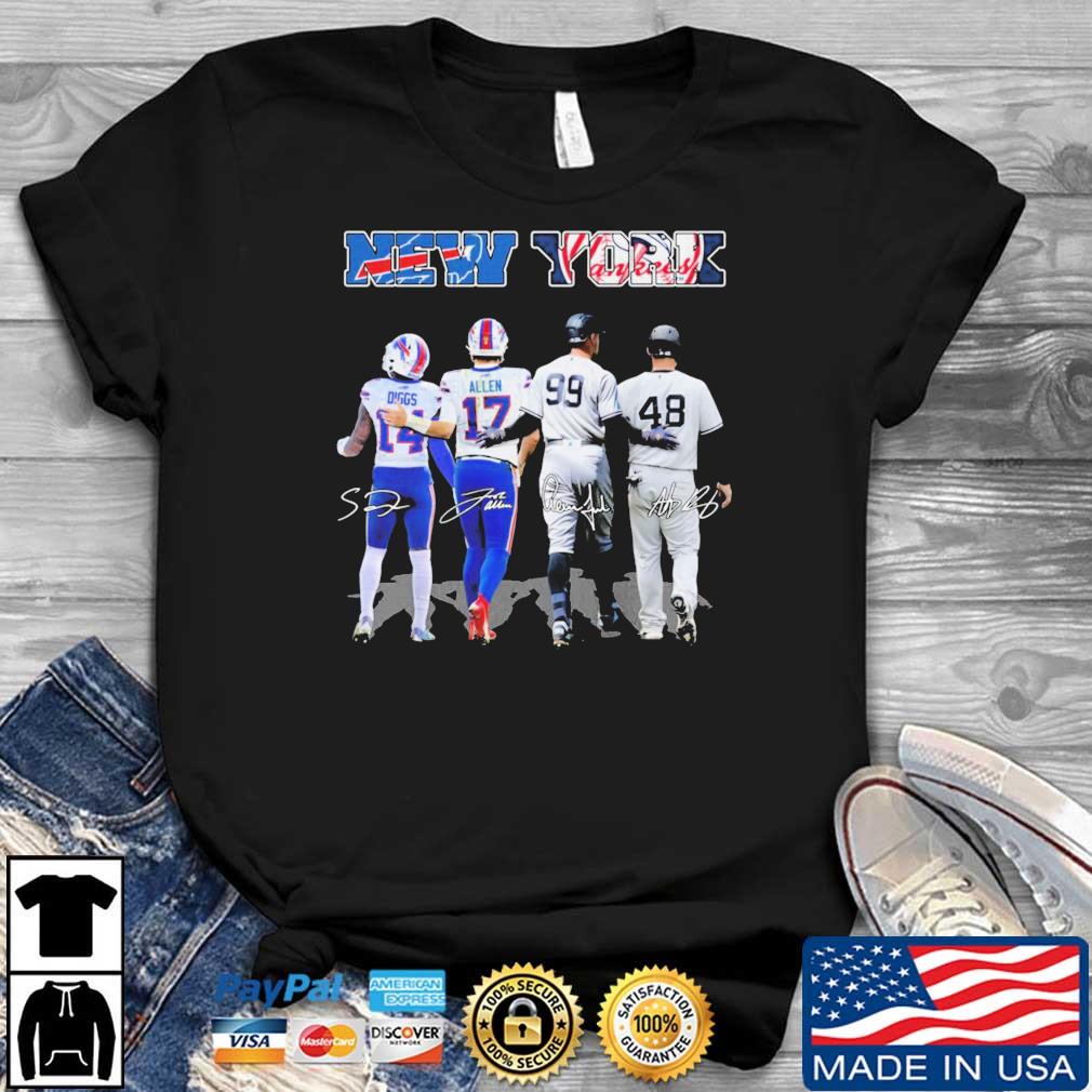 Buffalo Bills And New York Yankees Diggs Allen Aaron Judge And Anthony Rizzo signatures shirt