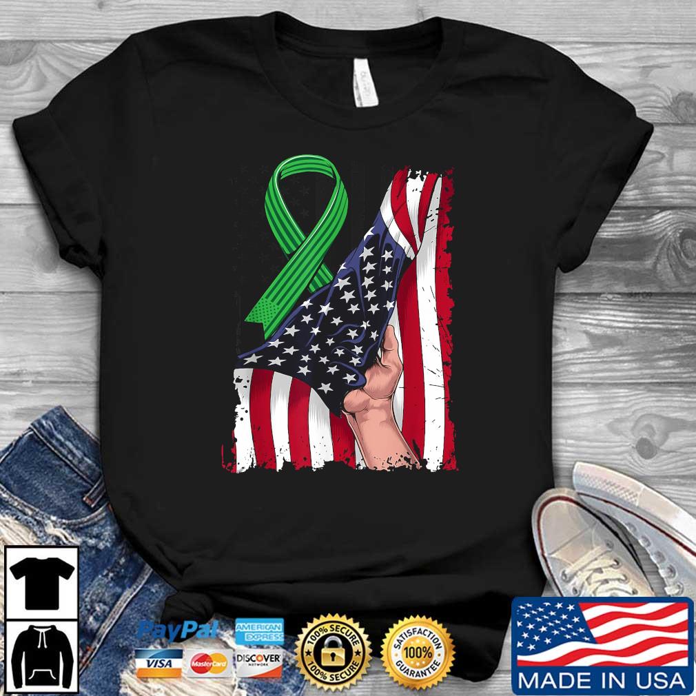 Kidney Disease Awareness American Flag Green Ribbon Shirt