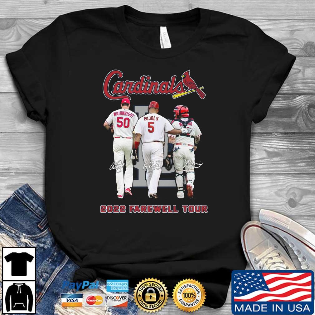 Official St Louis Cardinals Adam Wainwright Albert Pujols And Yadier Molina 2022 Farewell Tour Signatures T-Shirt