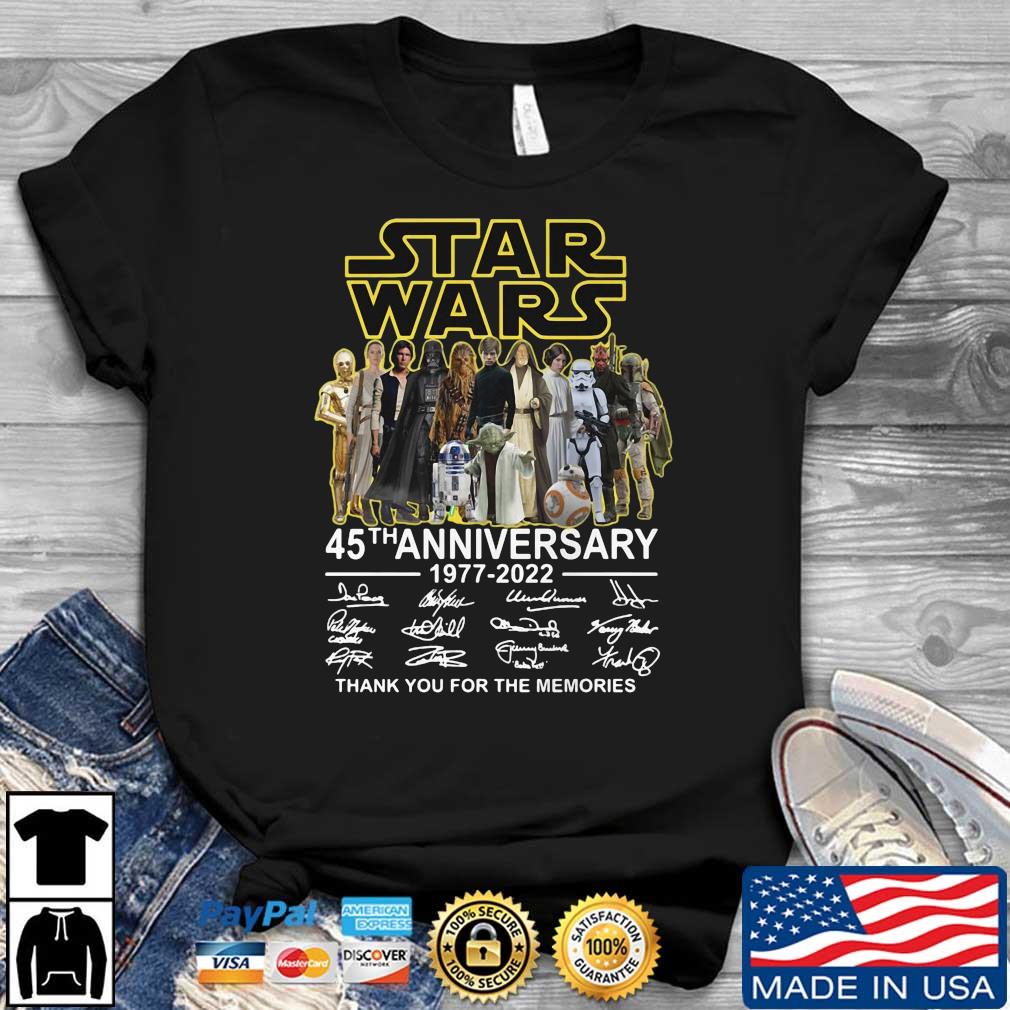 Official Star Wars 45th Anniversary 1977 2022 Signatures Thank You For The Memories Shirt