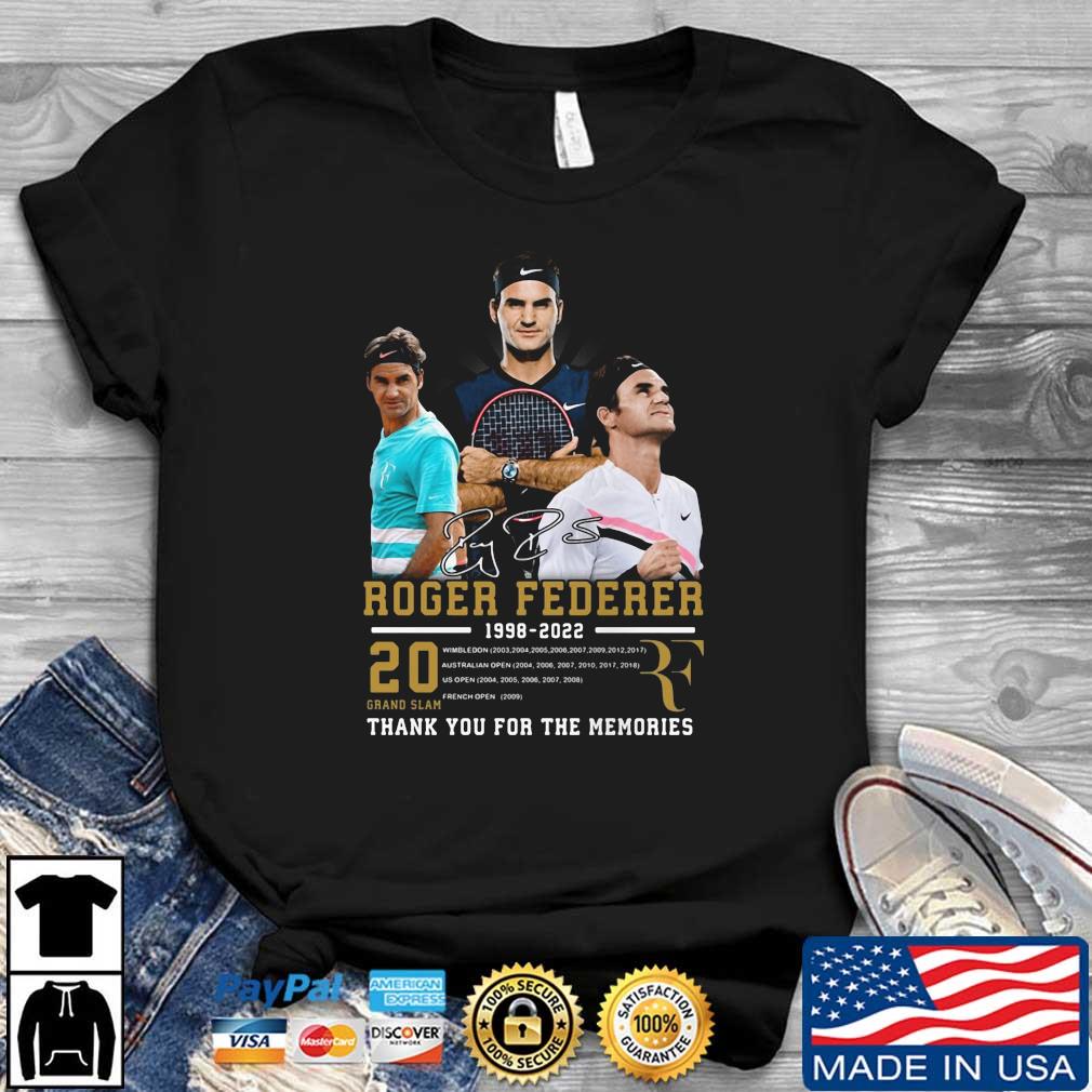 Roger Federer 1998 2022 20 Grand Slam Signature Thank You Shirt