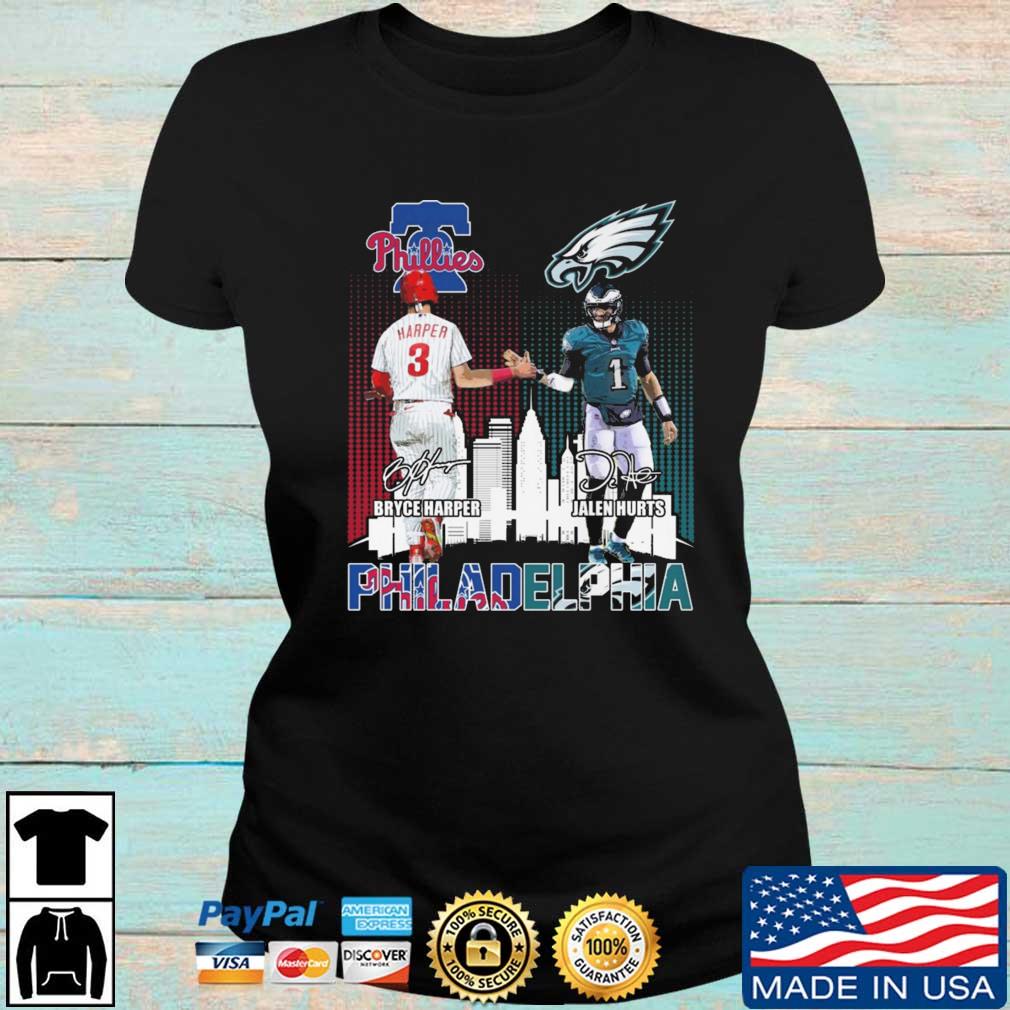 Philadelphia Phillies Bryce Harper And Philadelphia Eagles Jalen Hurts  Signatures shirt, hoodie, sweater, long sleeve and tank top