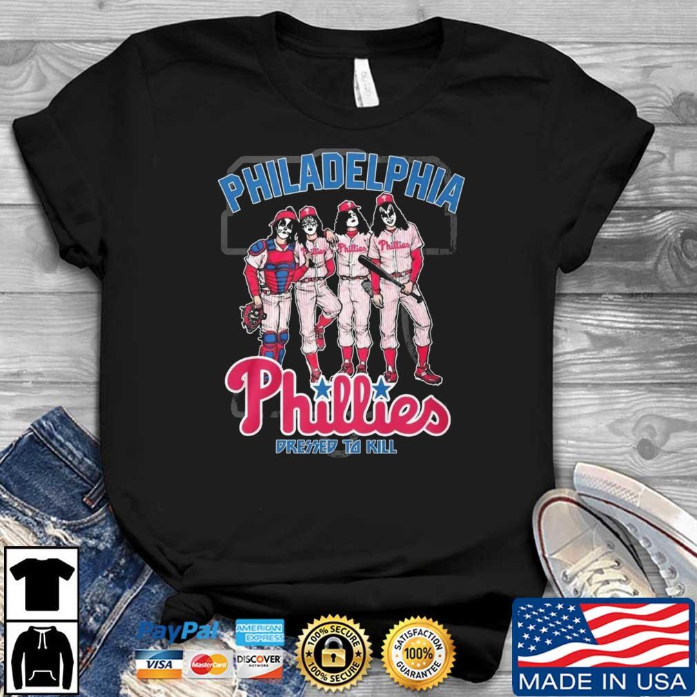 Philadelphia Phillies Dressed To Kill Parody Kiss Band Makeup Face Baseball And Music shirt