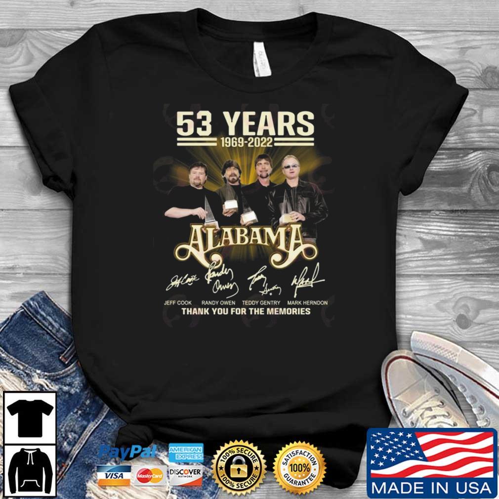Alabama 53 Years 1969-2022 Thank You For The Memories Signatures shirt