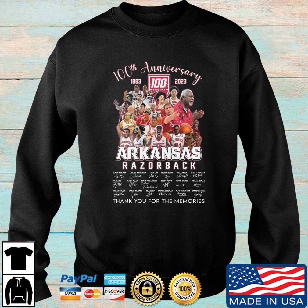 Arkansas Razorback 100th Anniversary 1883-2023 Thank You For The Memories Signatures shirt