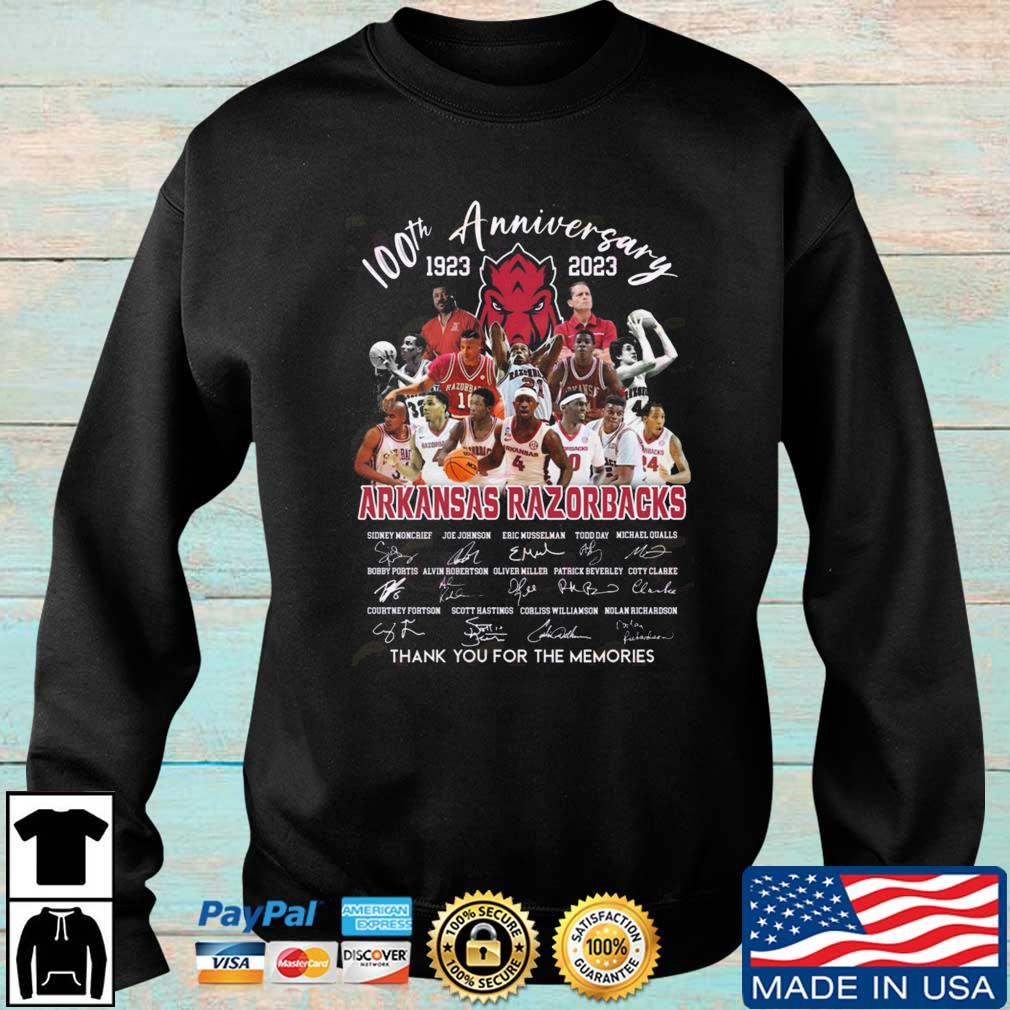 Arkansas Razorbacks 100th Anniversary 1923-2023 Thank You For The Memories Signatures shirt