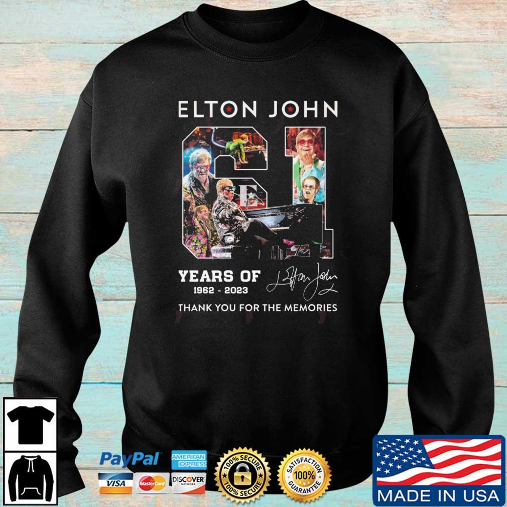 Elton John 61 Years Of 1962-2023 Thank You For The Memories Signature shirt