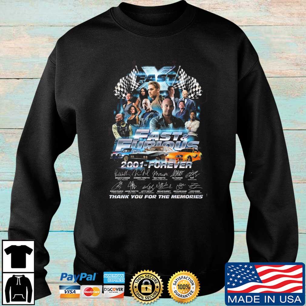 Fast Furious 2001-Forever Thank You For The Memories Signatures Shirt