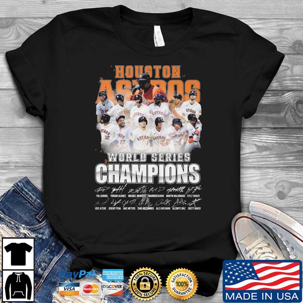 Houston Astros World Series Champions 2022 Team Signatures Orange Men Shirts  - Blinkenzo
