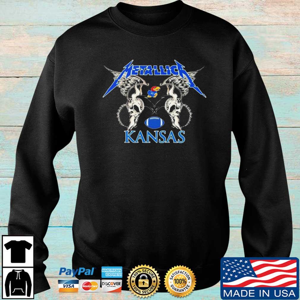 NFL Kansas Jayhawks Logo Black Metallica Wings Shirt