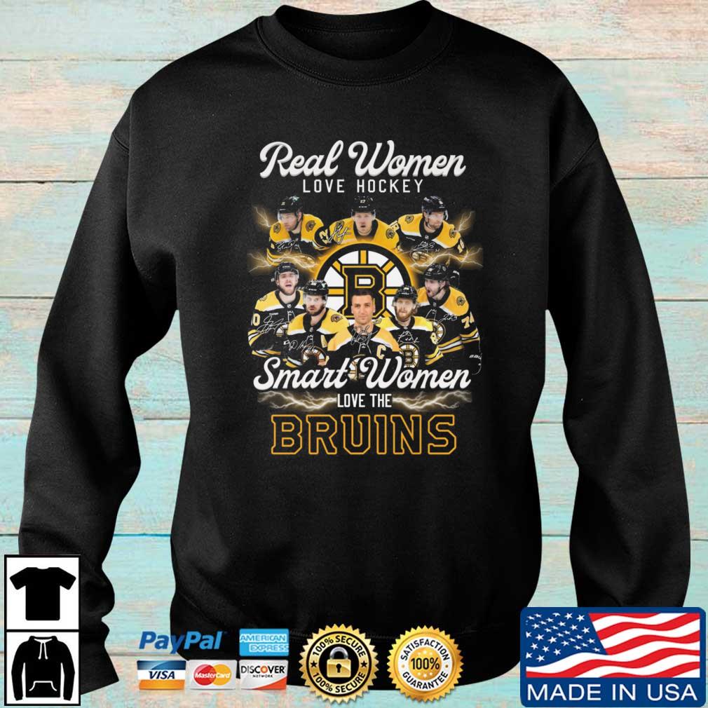 nhl boston bruins real women love hockey smart women love the bruins  signatures shirt Sweater - Limotees