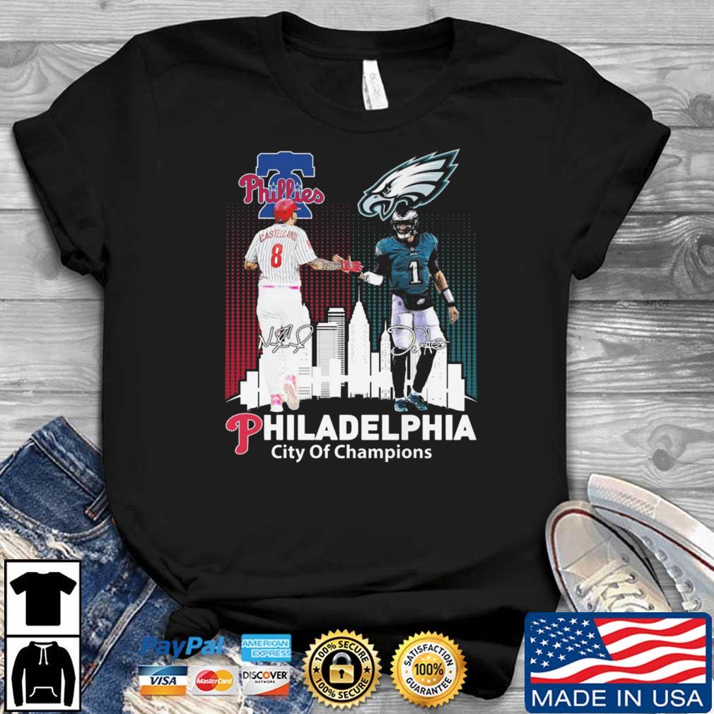 Philadelphia Phillies City Of Champions Philadelphia Phillies And Philadelphia  Eagles Signatures shirt, hoodie, sweater, long sleeve and tank top