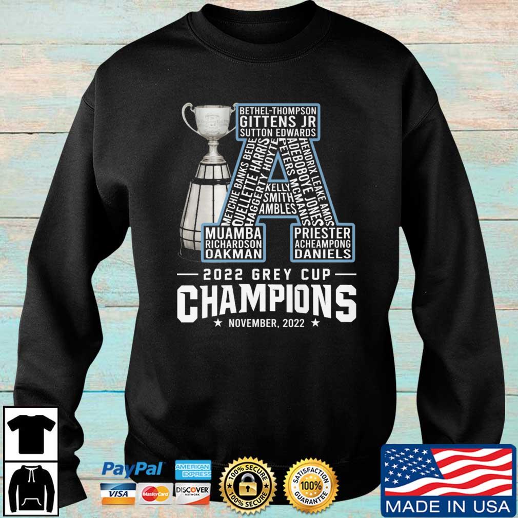 Toronto Argonauts Grey Cup Champions November 2022 shirt