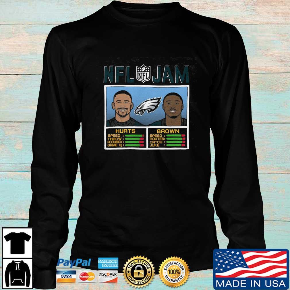 Christian McCaffrey AJ. Brown And Jalen Hurts Philadelphia Eagles Homage NFL  Jam shirt San Francisco 49ers Homage NFL Blitz Player Tri-Blend Shirt,  hoodie, sweater, long sleeve and tank top