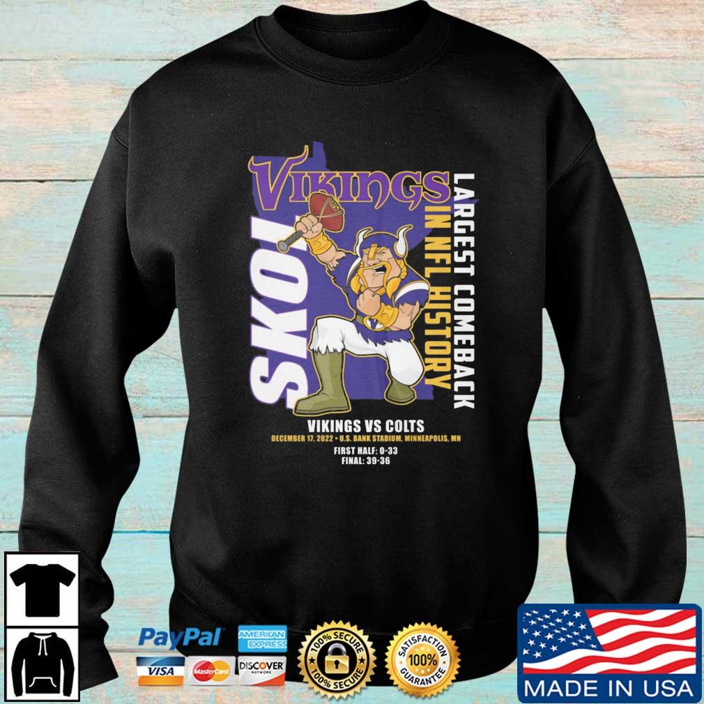 Minnesota Vikings Vs Indianapolis Colts Largest Comeback In NFL History 2022 shirt