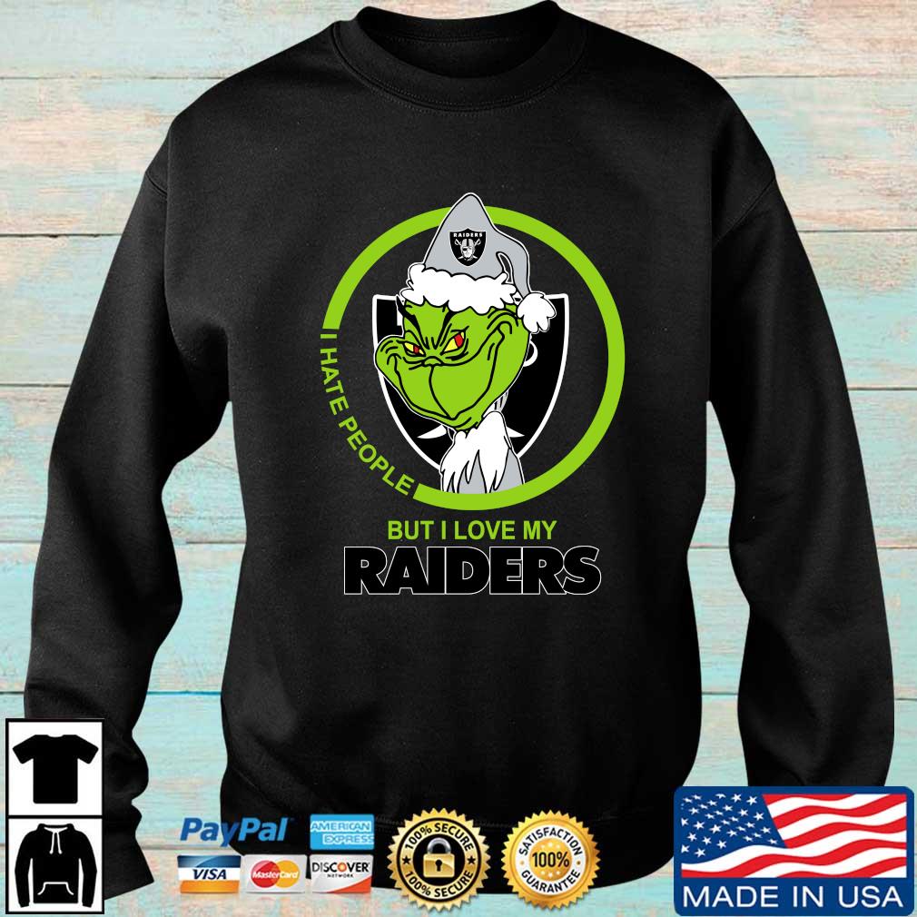 Oakland Raiders NFL Christmas Grinch I Hate People But I Love My Favorite Football Team Sweater shirt