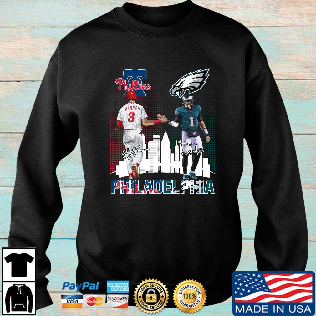 Premium the Phillies Bryce Harper And Eagles Jalen Hurts Philadelphia City  Sports Signatures New 2022 Shirt, hoodie, sweater, long sleeve and tank top