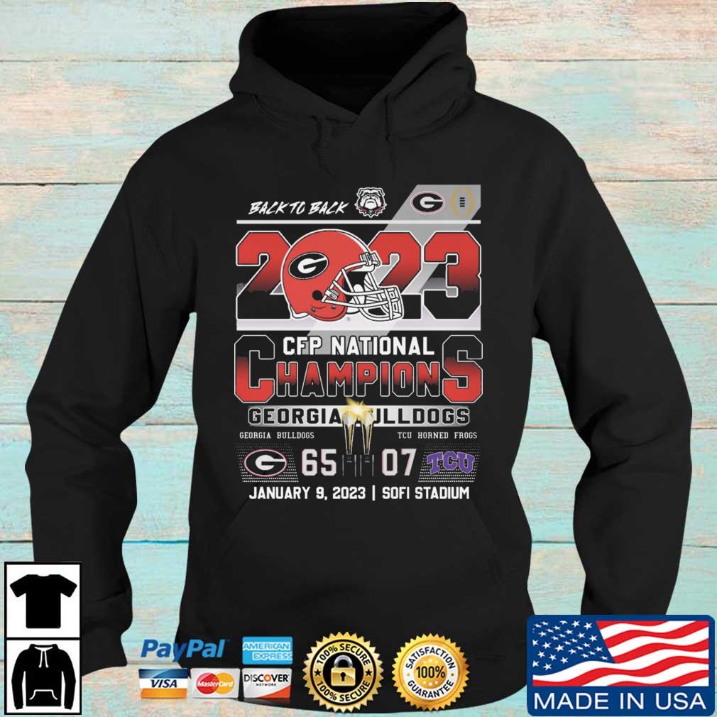 Back To Back 2023 CFP National Champions Georgia Bulldogs Vs TCU Horned Frogs 65-07 s Hoodie den