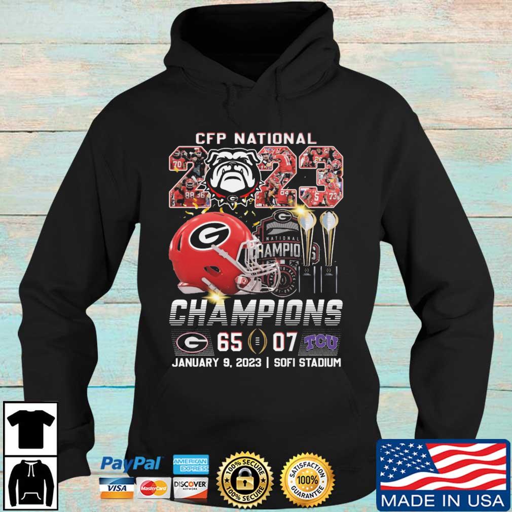 Georgia Bulldogs Vs TCU Horned Frogs 65-07 2023 CFP National Champions s Hoodie den