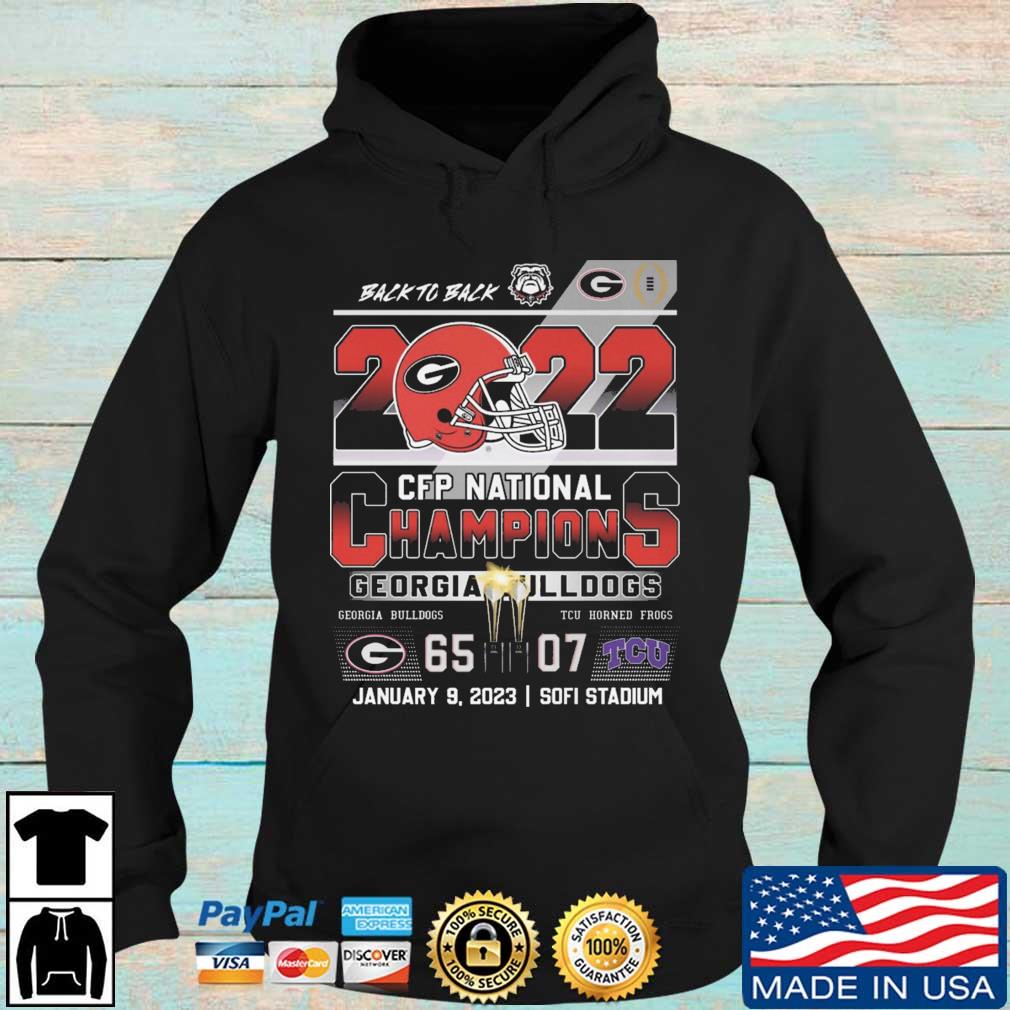 Georgia Bulldogs Vs TCU Horned Frogs 65-07 Back To Back 2023 CFP National Champions s Hoodie den