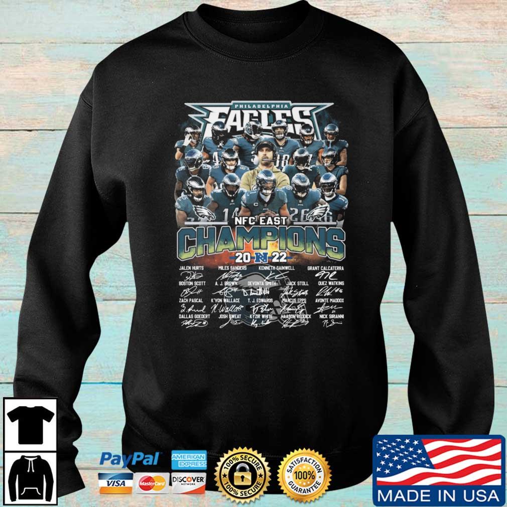 Official Nfl philadelphia eagles 2022 nfc east division champions  signatures thank shirt, hoodie, sweater, long sleeve and tank top