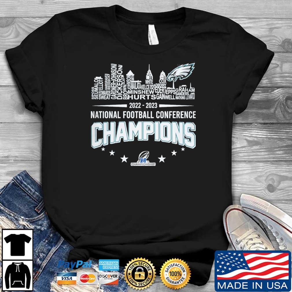 Official Philadelphia Eagles team name skyline 2022-2023 National Football  Conference Champions shirt, hoodie, sweater, long sleeve and tank top