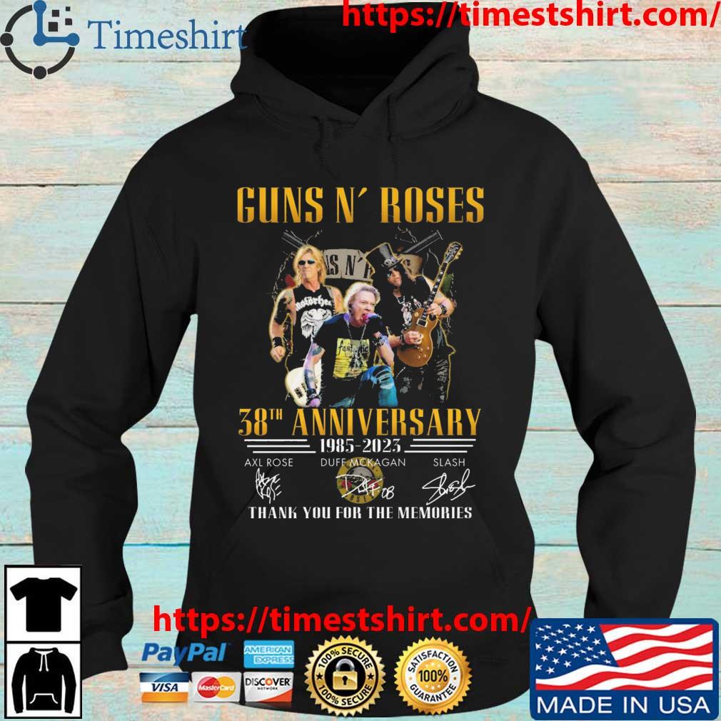 Guns N' Roses 38th Anniversary 1985-2023 Thank You For The Memories Signatures s Hoodie den
