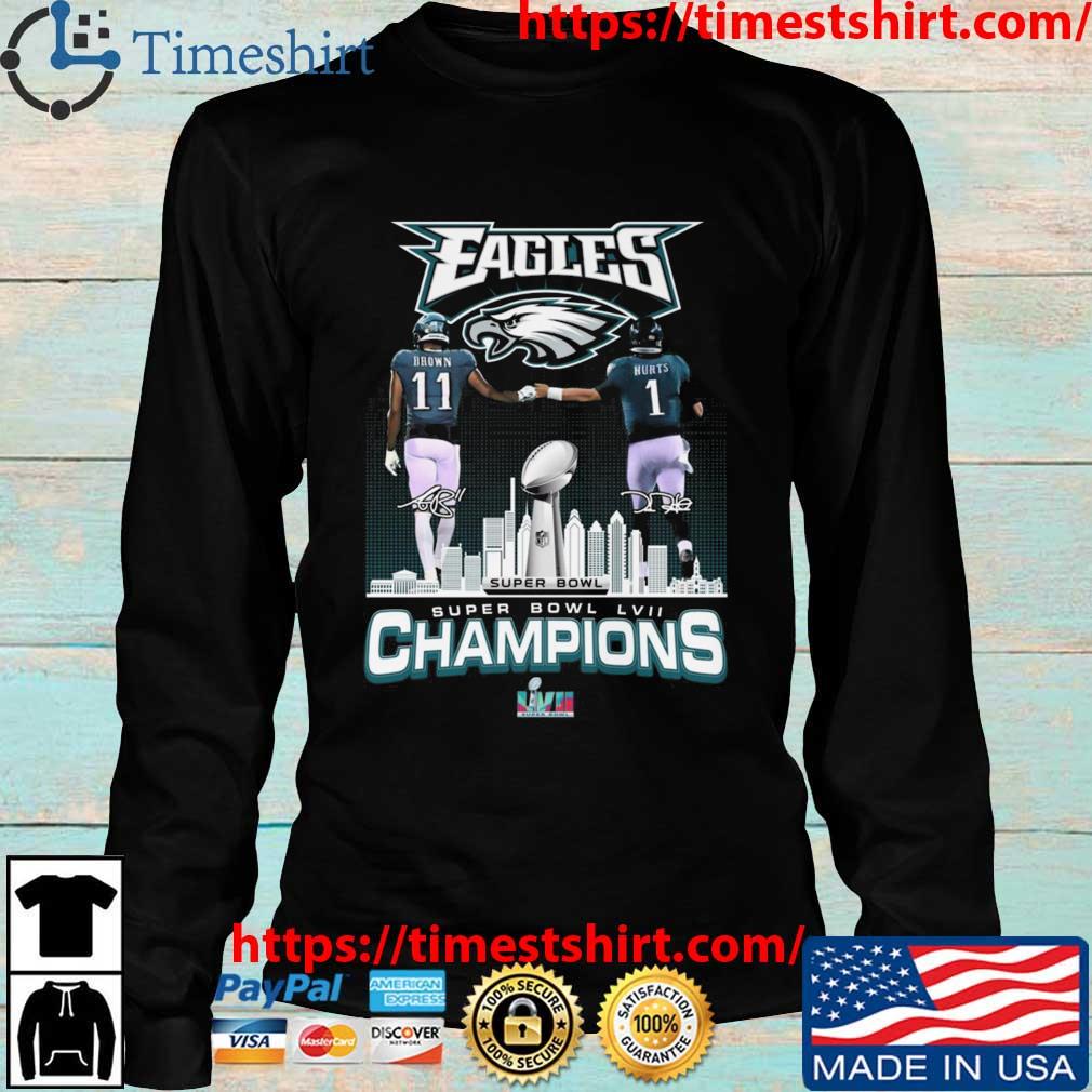 Philadelphia eagles super bowl champions brown and hurt signatures 2023  shirt, hoodie, sweater, long sleeve and tank top