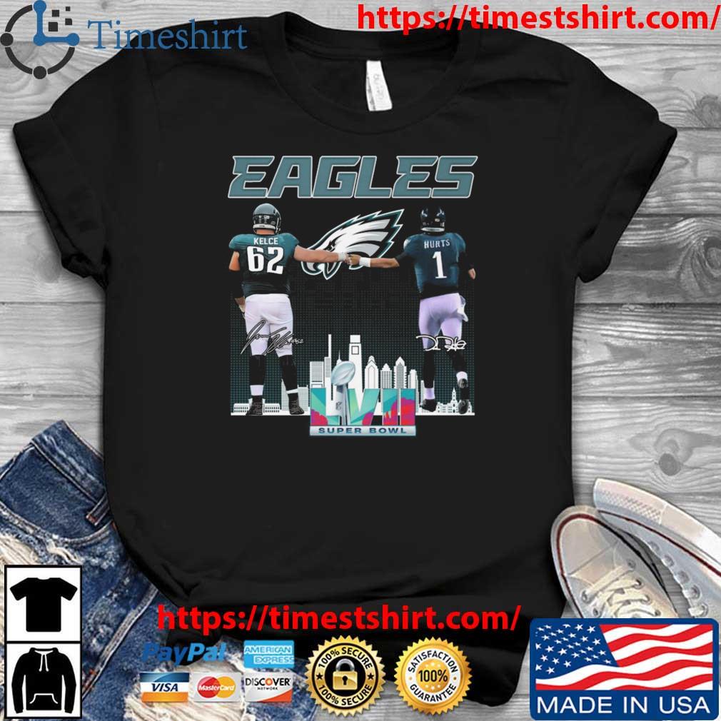 Philadelphia Eagles Jason Kelce And Jalen Hurts Super Bowl LVII Signatures shirt