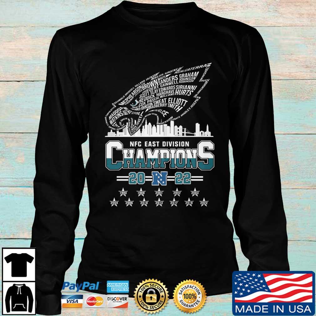 Philadelphia Eagles Player Names NFC East Division Champions 2022 shirt,  hoodie, sweater, long sleeve and tank top