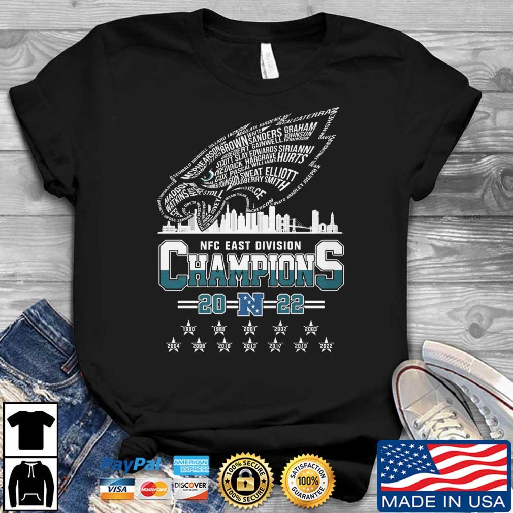 Philadelphia Eagles Players names skyline 2022 NFC East Division champions  shirt