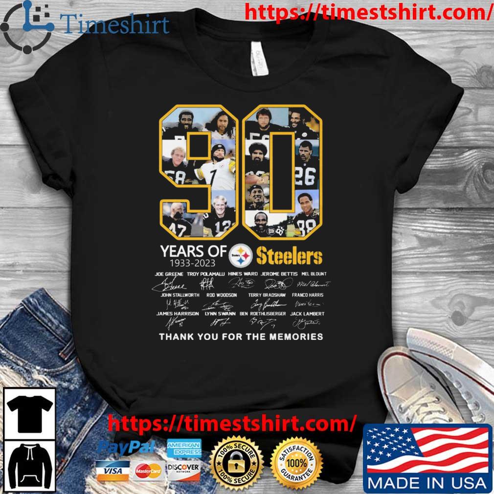 Pittsburgh Steelers 90 Years Of 1933-2023 Thank You For The Memories Signatures shirt