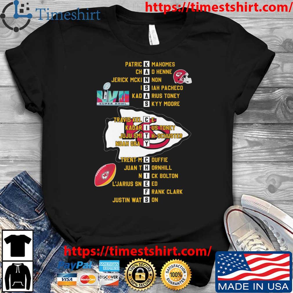 Super Bowl LVII Kansas City Chiefs Roster 2023 shirt, hoodie, sweater, long  sleeve and tank top