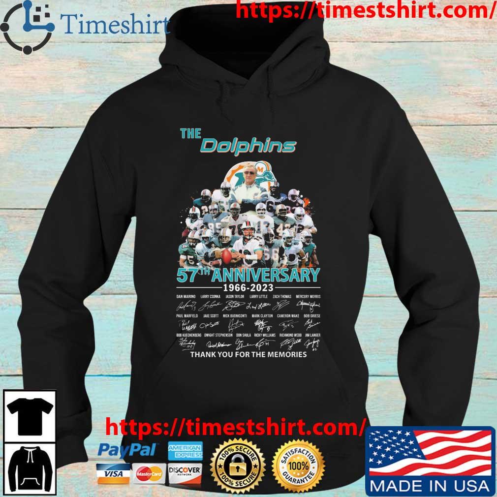 The Miami Dolphins 57th Anniversary 1966-2023 Thank You For The Memories Signatures s Hoodie den