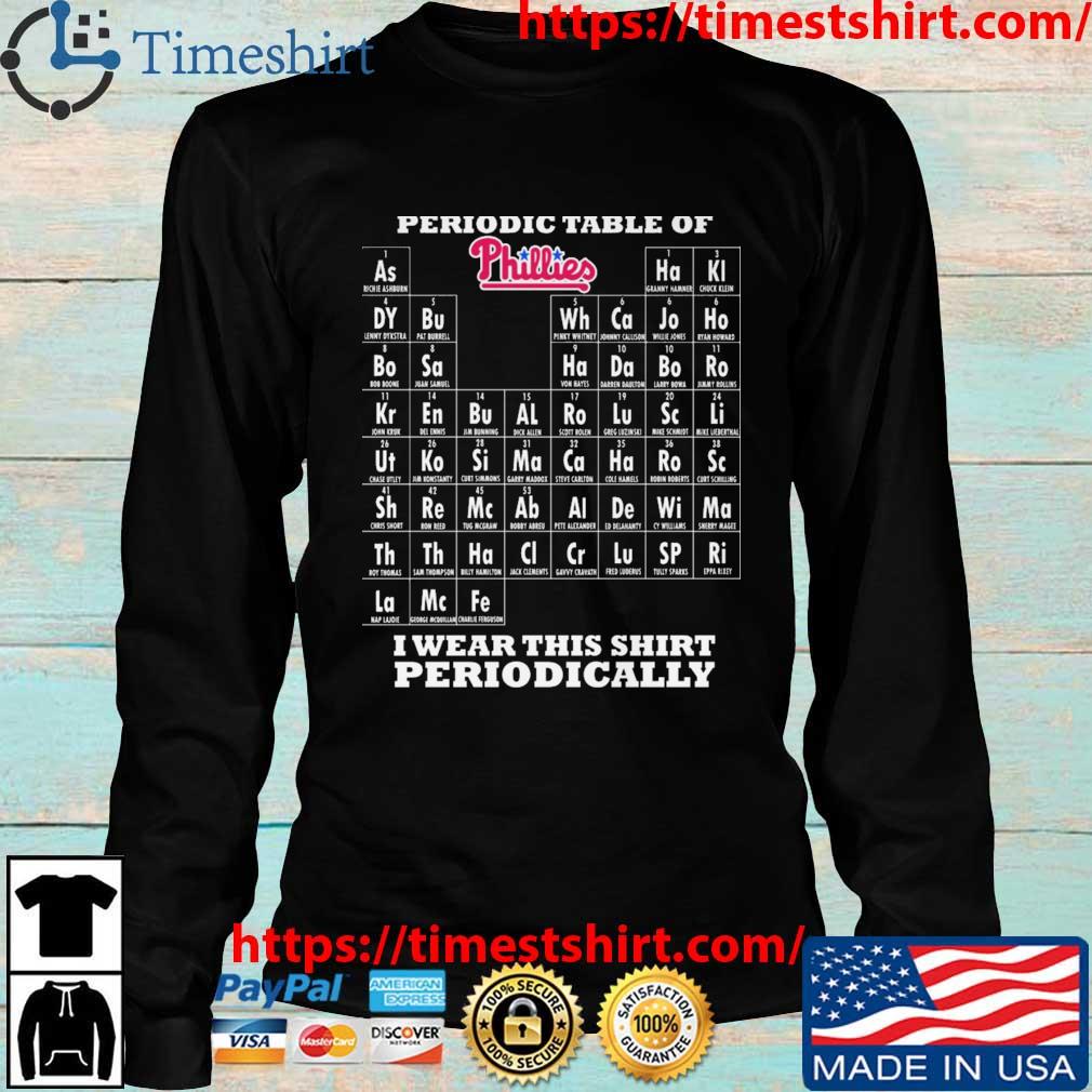 Periodic table of philadelphia phillies I wear this periodically shirt