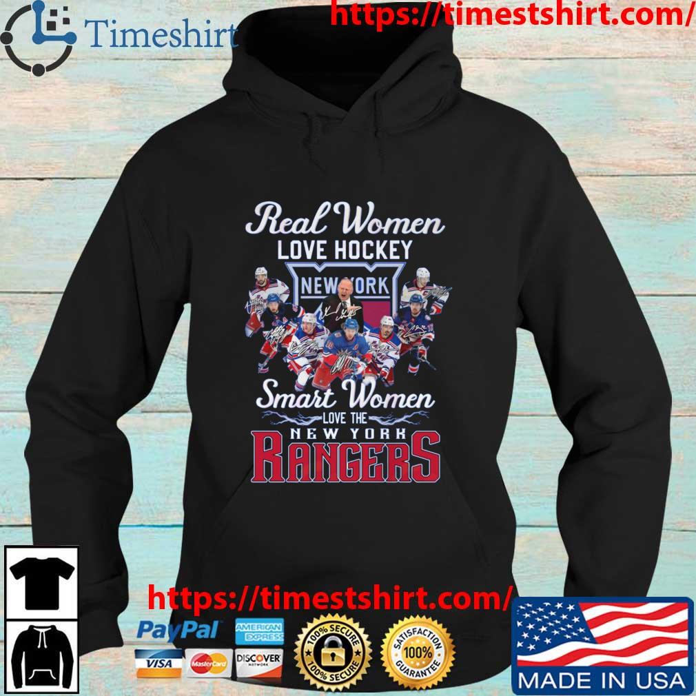 Real Women Love Hockey Smart Women Love The New York Rangers Signatures T-Shirt Hoodie den