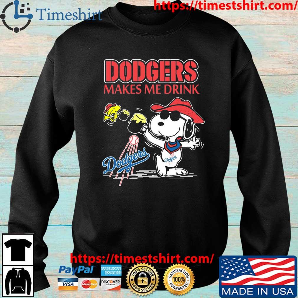 Snoopy And Woodstock Los Angeles Dodgers Makes Me Drinks Shirt