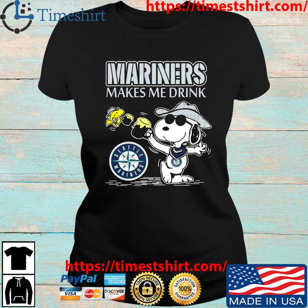 Snoopy And Woodstock Seattle Mariners Makes Me Drinks Shirt