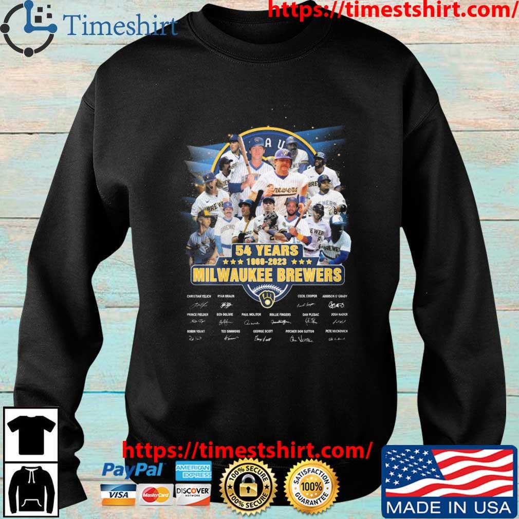 50 years 1969-2023 Milwaukee Brewers team signatures shirt, hoodie,  sweater, long sleeve and tank top