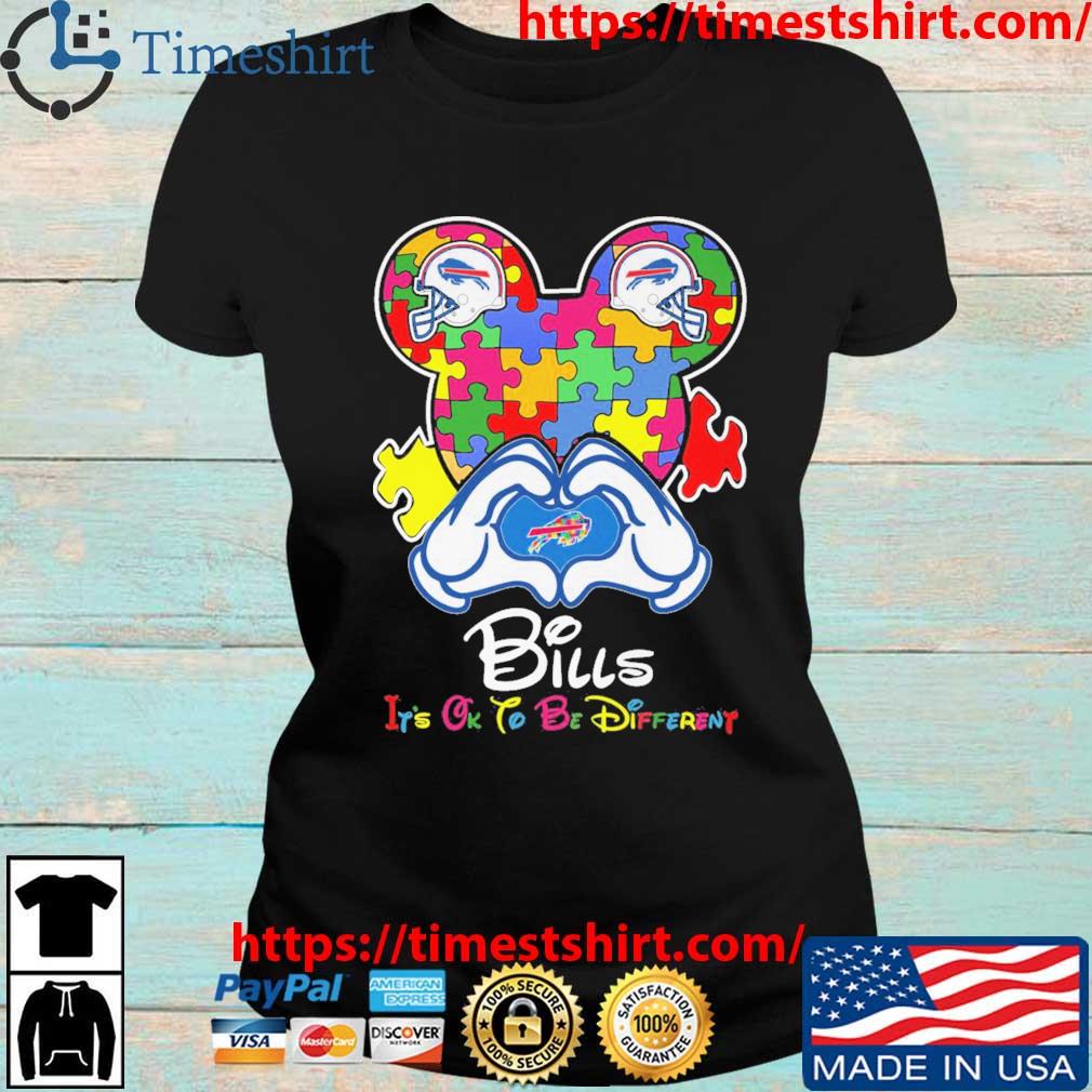 Mickey Mouse Love Buffalo Bills Autism It's Ok To Be Different shirt,  hoodie, sweater, long sleeve and tank top