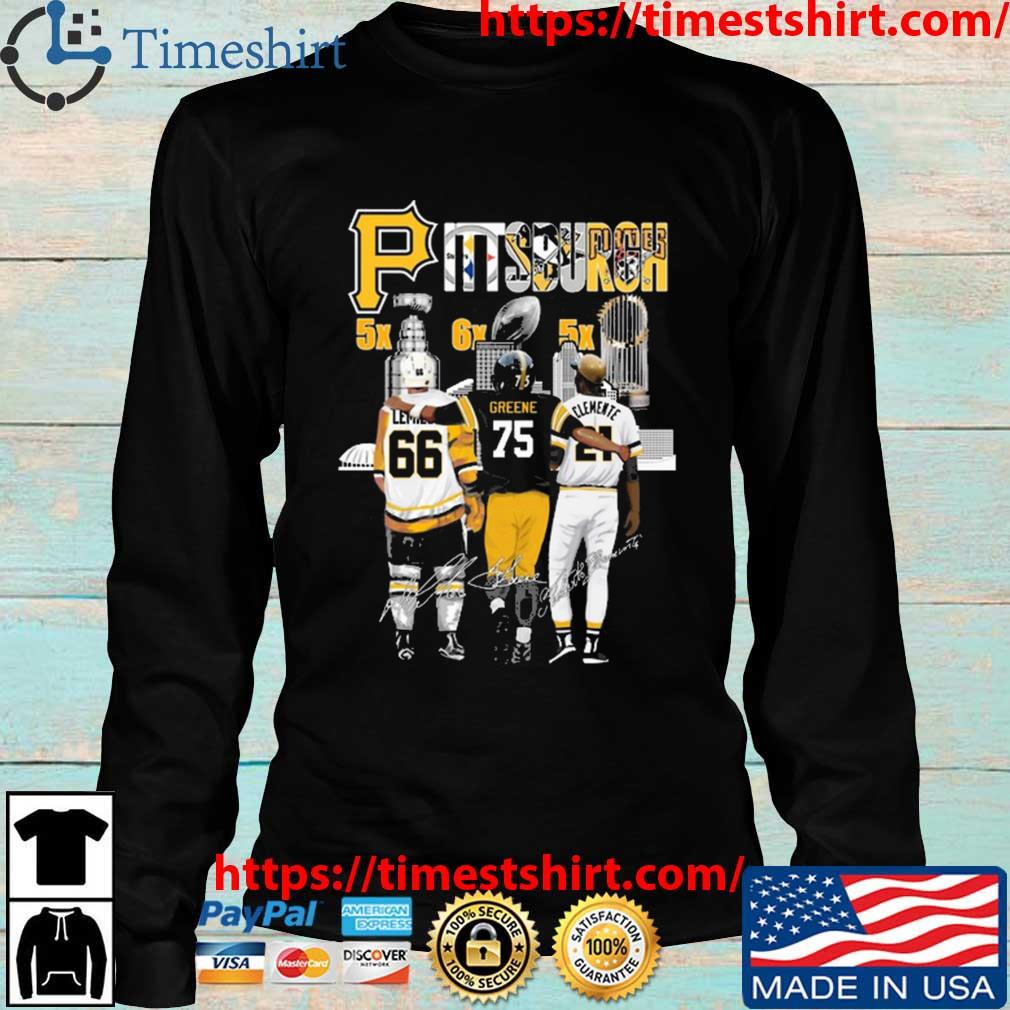 Mario Lemieux and Joe Greene and Clemente Pittsburgh signatures shirt,  hoodie, sweater, long sleeve and tank top