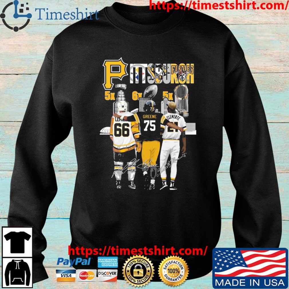 Pittsburgh Mario Lemieux Joe Greene Roberto Clemente signatures shirt,  hoodie, sweater, longsleeve and V-neck T-shirt