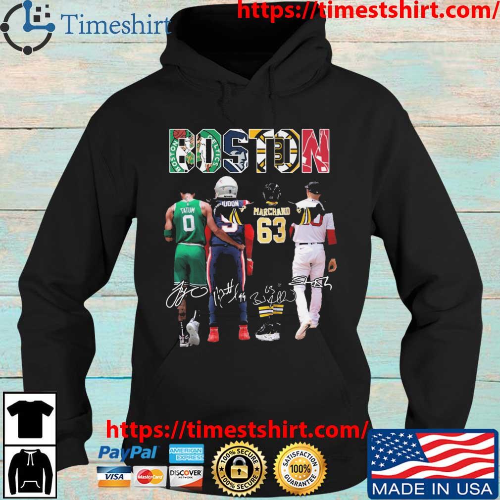 Boston Celtics Tatum New England Patriots Matthew Judon Boston Bruins  Marchand Boston Red Sox Trevor Story signature shirt, hoodie, sweater, long  sleeve and tank top