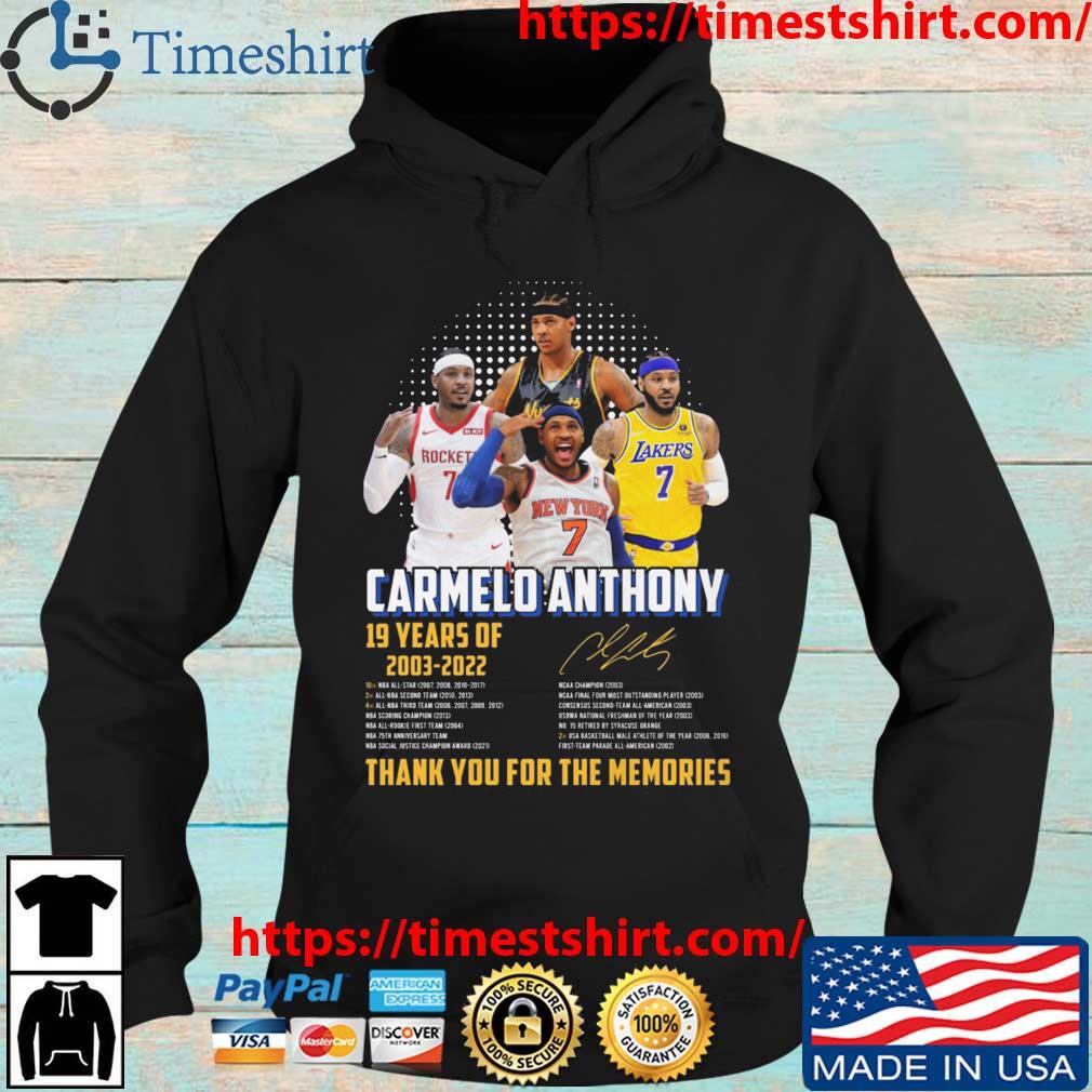 Carmelo Anthony 19 Years 2003-2023 Thank You For The Memories Signature s Hoodie den