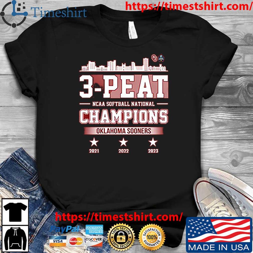 Official oklahoma Sooners 3 Peat Softball Champions 21 22 23 shirt