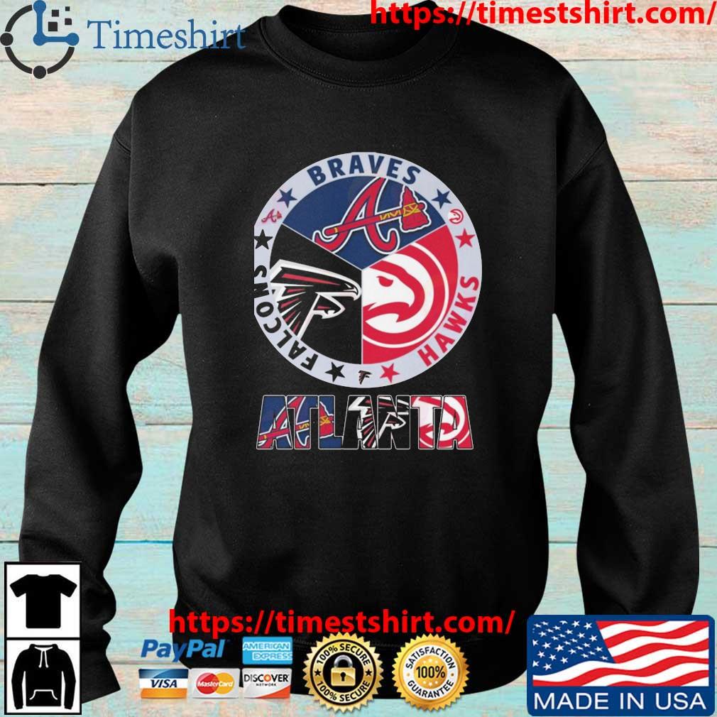 Nice Georgia Teams 4 Atlanta Braves Falcons Hawks United FC State Outline  Shirt, hoodie, sweater, long sleeve and tank top