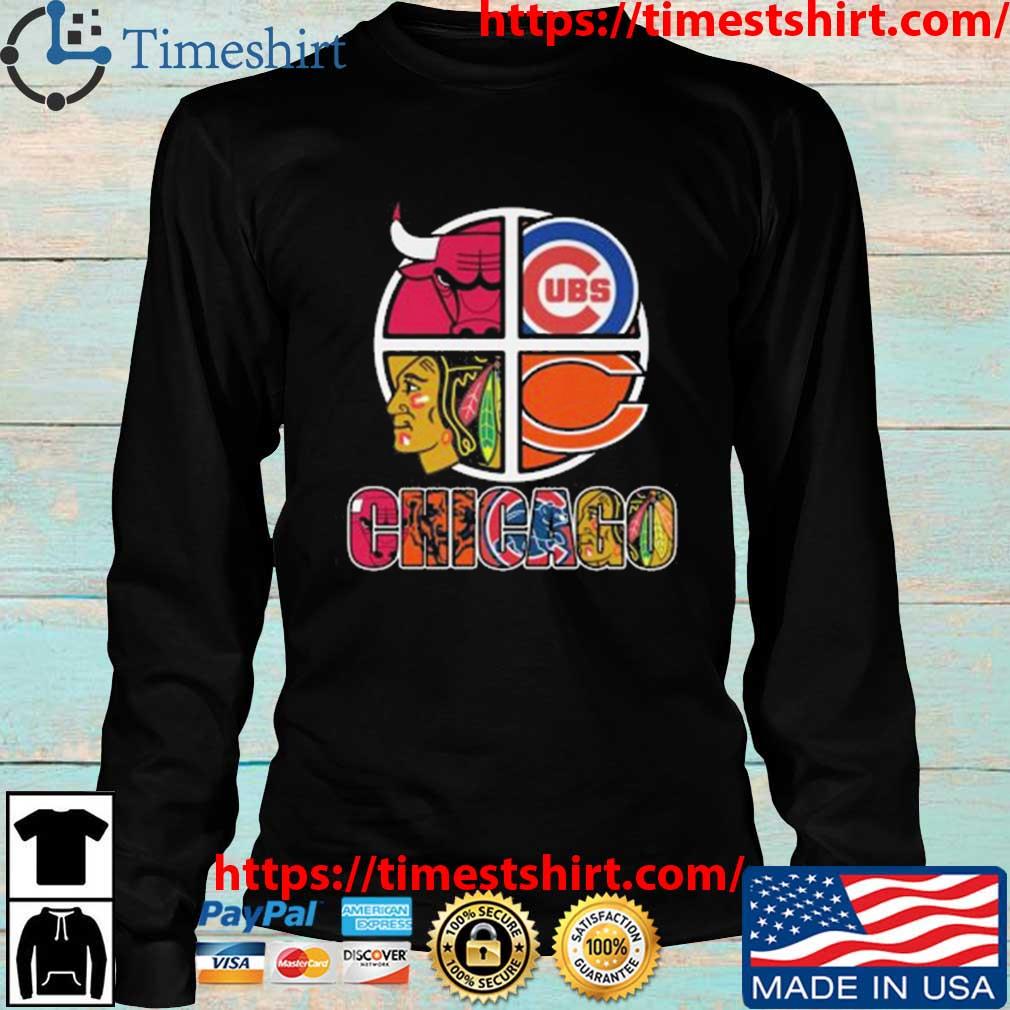 Official chicago Cubs Bulls Bears Blackhawks logo mashup shirt, hoodie,  sweater, long sleeve and tank top